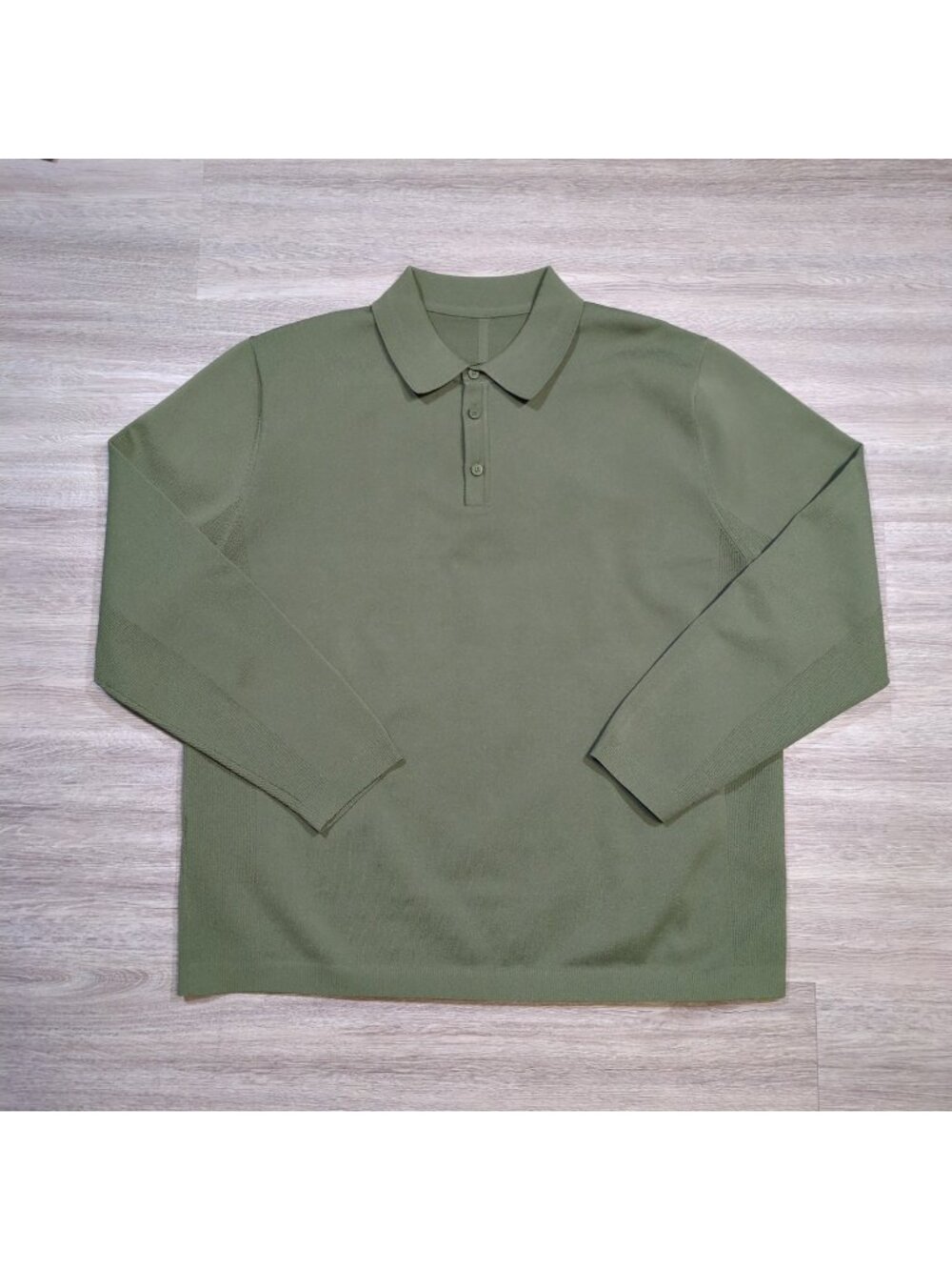Lululemon Lightweight Knit Long Sleeve Polo Shirt Men's Large Green LM3DZCS